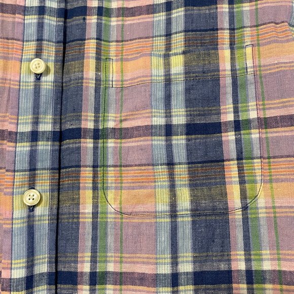 Brooks Brothers Plaid Button-Down Long Sleeve Shirt- Blue and Pink - Picture 3 of 4
